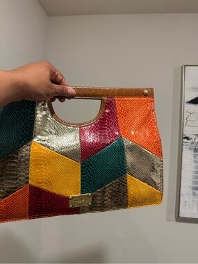 Nine West Multicolor Patchwork Cutout Handle Tote - Women Bags